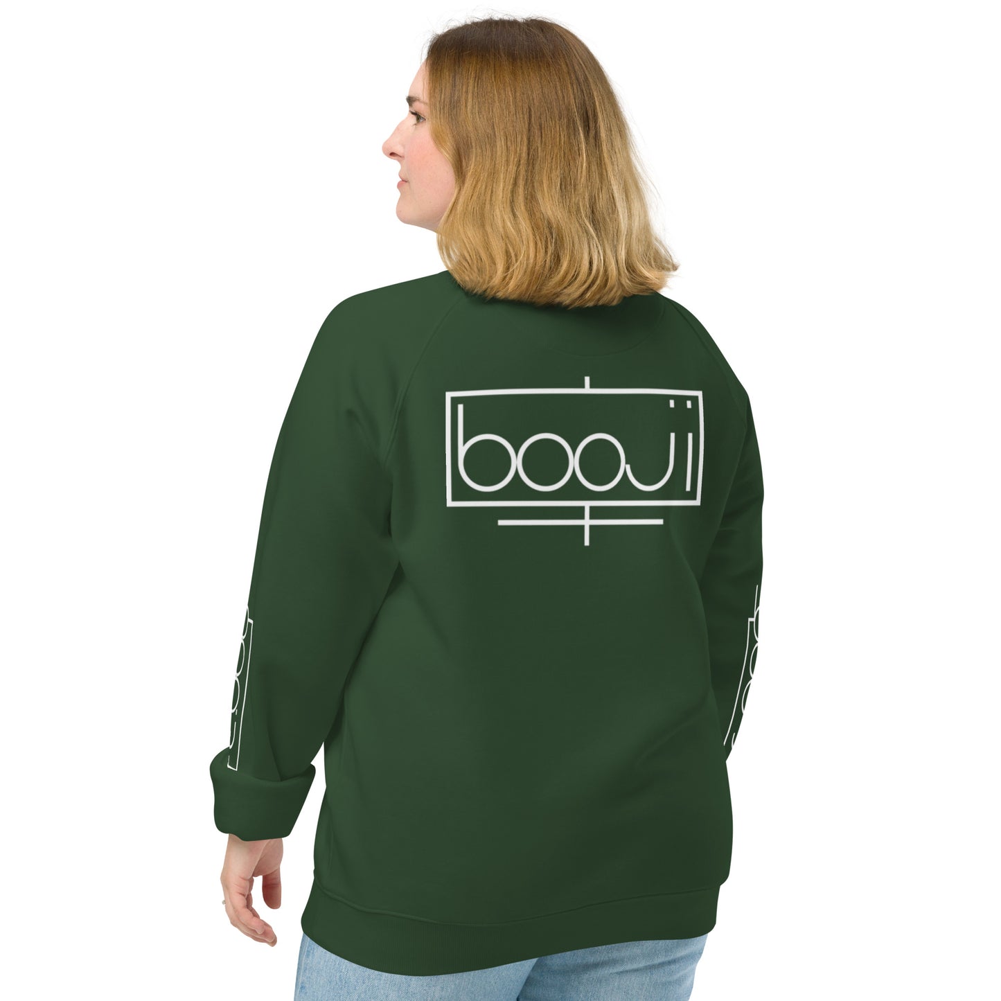 "boo•gee" Unisex organic raglan sweatshirt