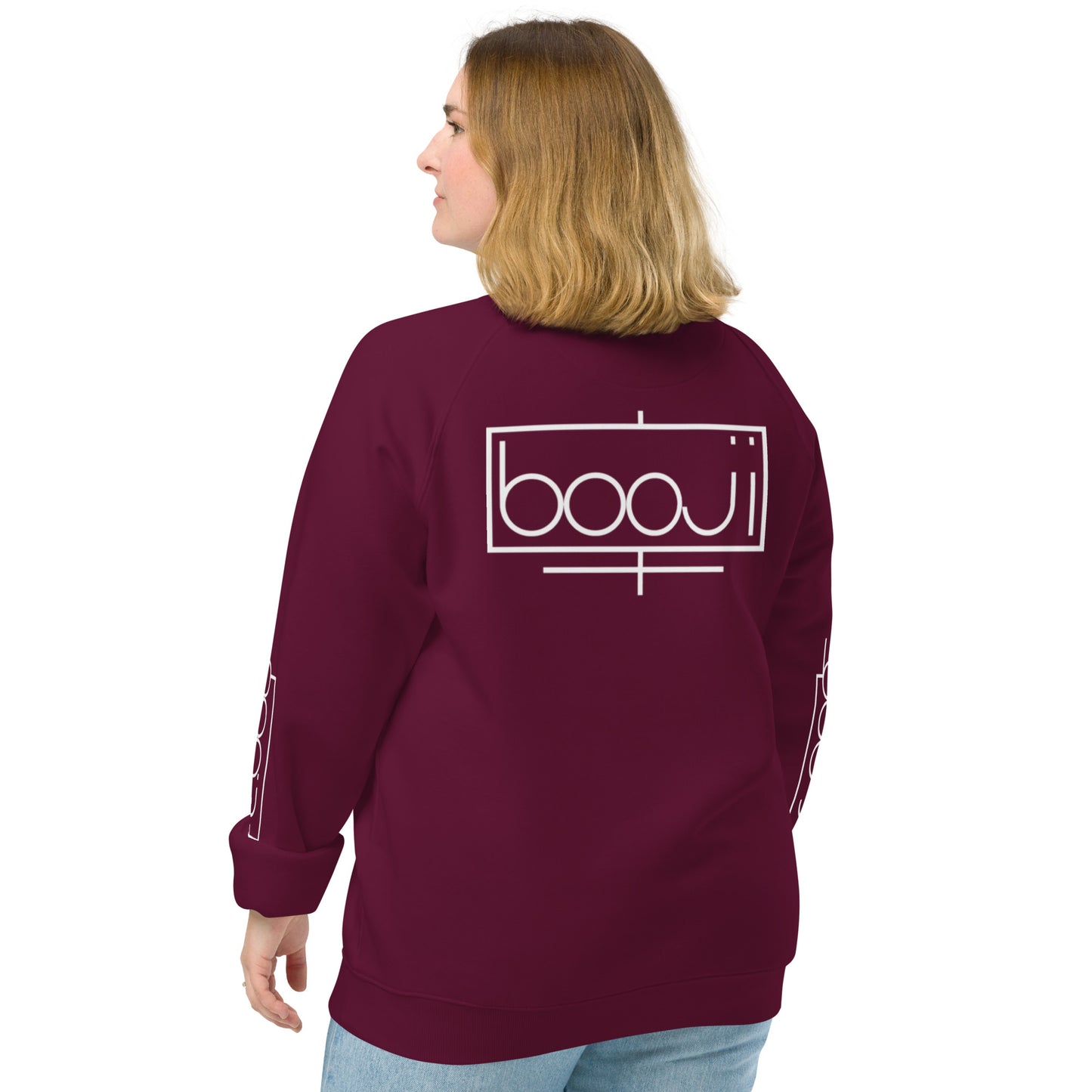 "boo•gee" Unisex organic raglan sweatshirt