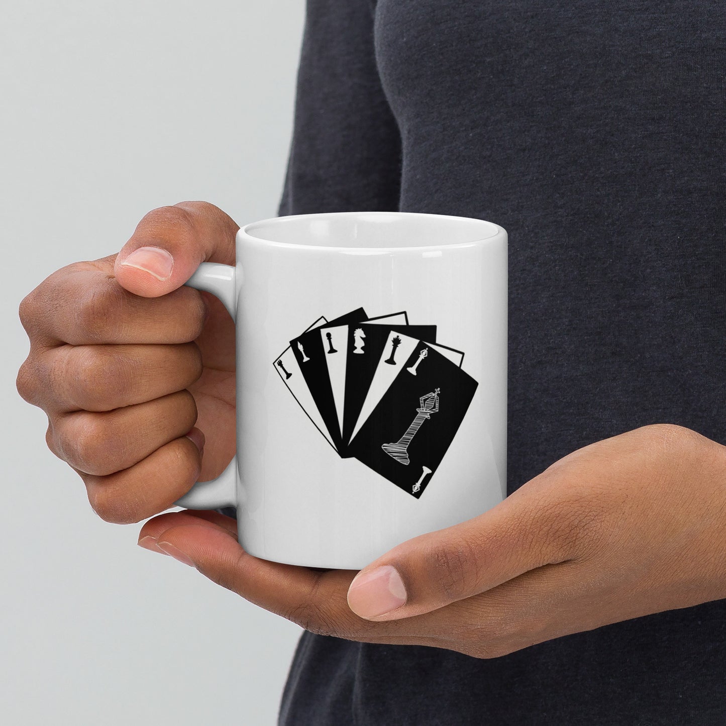 "Royal Tyrants" Chess Cards White glossy mug