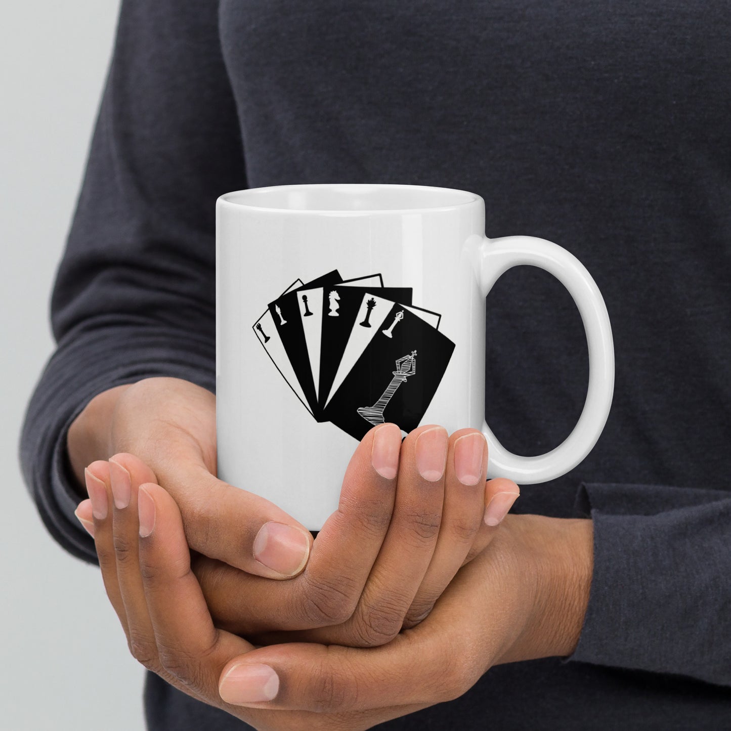 "Royal Tyrants" Chess Cards White glossy mug